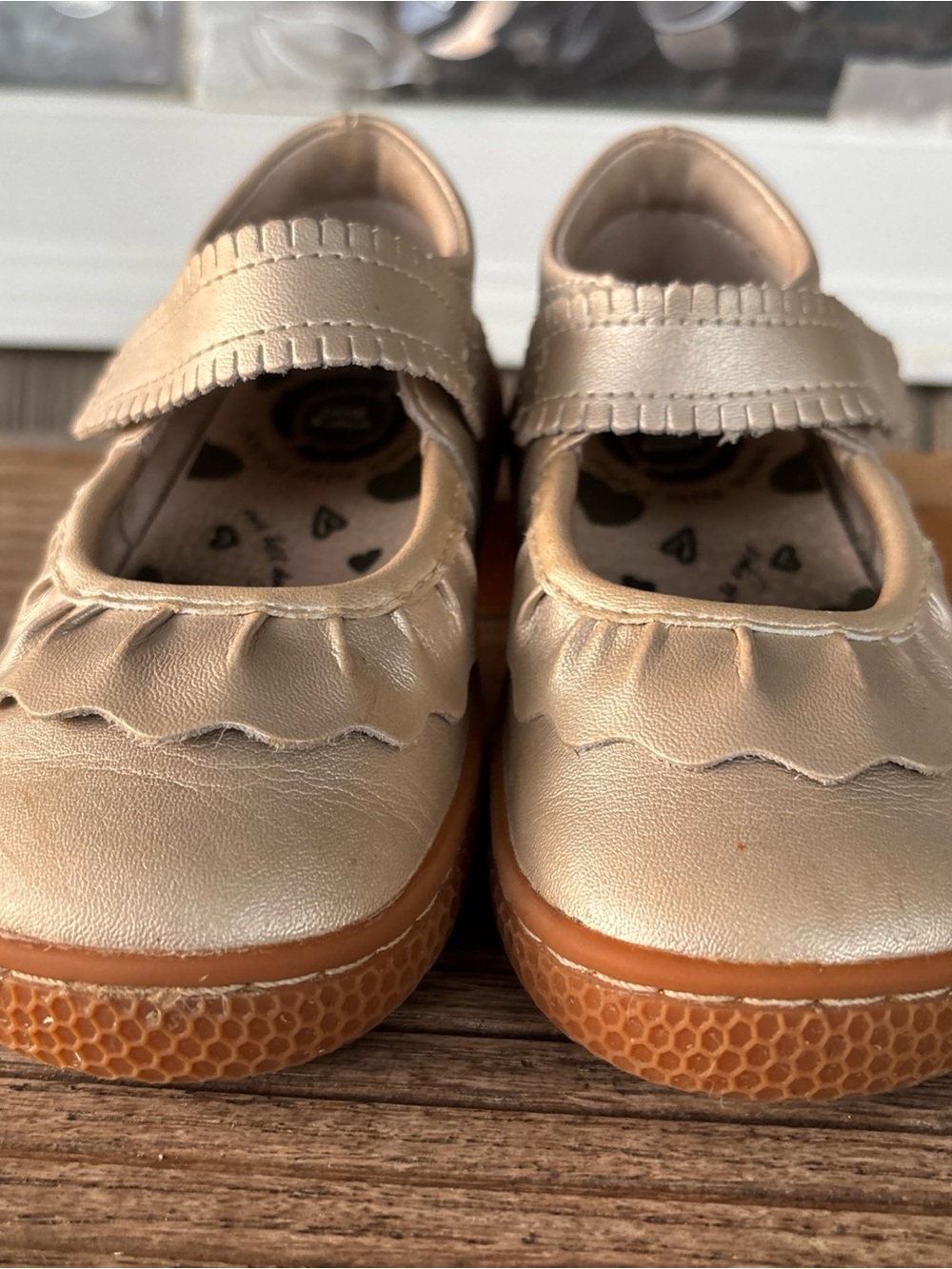 Kids Gold Metallic Mary Jane Shoes with Hook-and-Loop Strap 8 - Picture 9 of 12